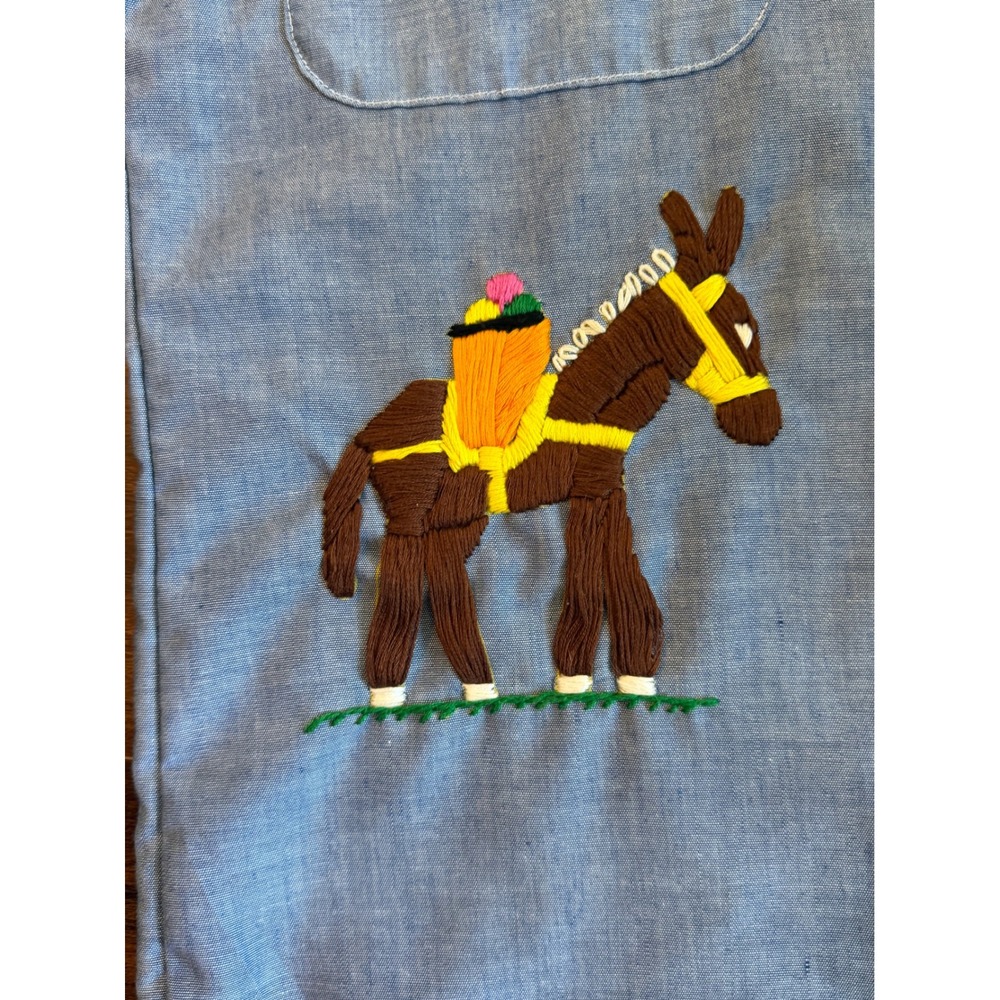 Vintage Chambray 70's American Apparel RN 45055 Work Shirt Hand Embroidered SZ S - Picture 6 of 13